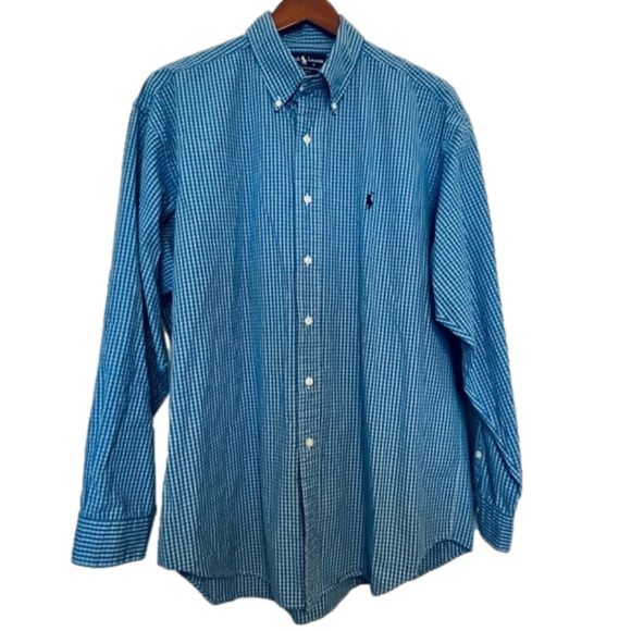 Polo Ralph Lauren Other - Polo Ralph Lauren Button Down Shirt Blue White Plaid Blake 100% Two Ply Cotton